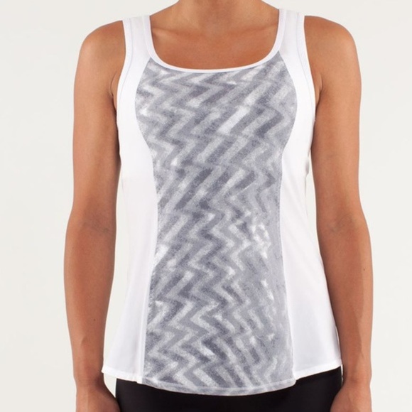 lululemon athletica Tops - Lululemon Run: Speed Squad Grey & White Athletic Tank Top